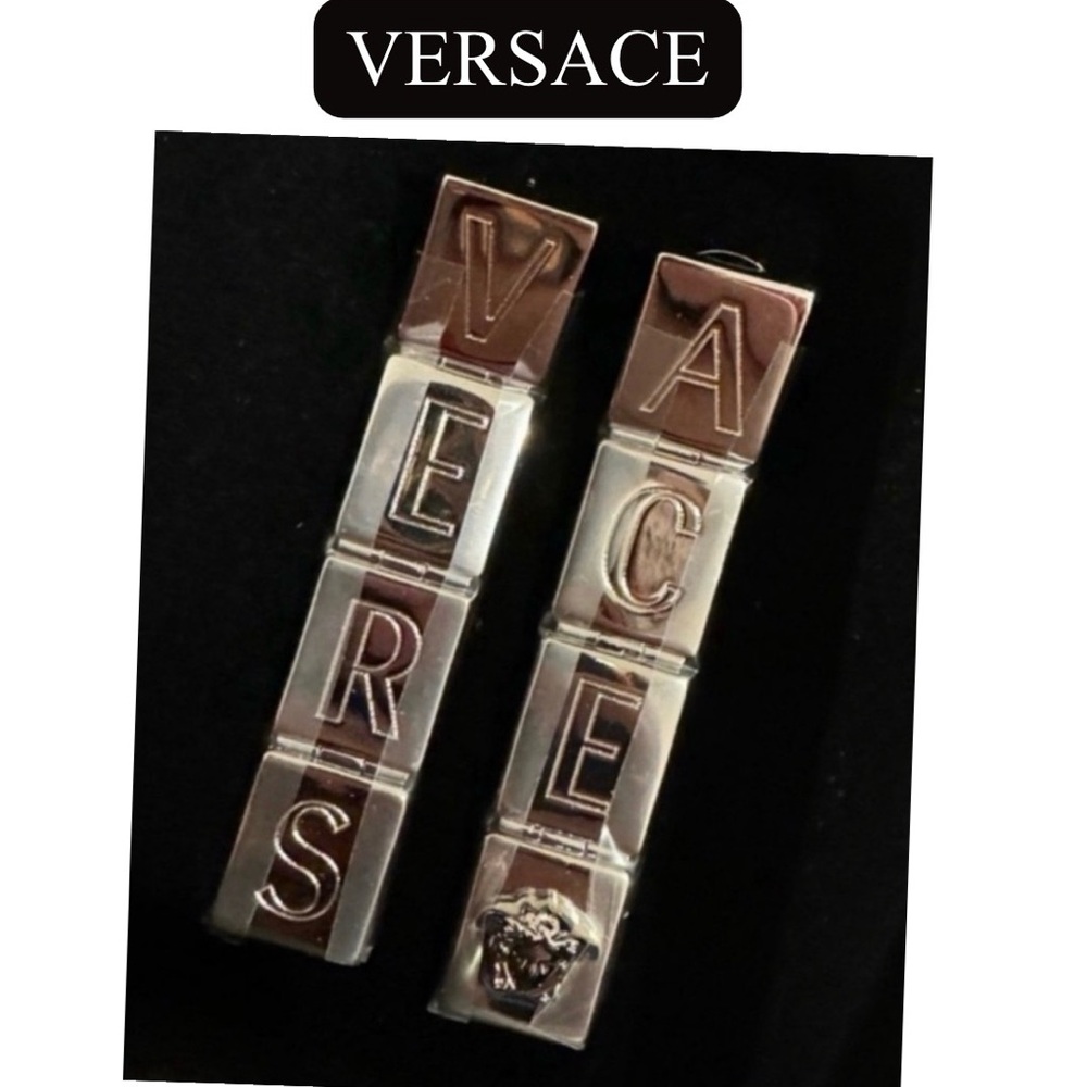 VERSACE X Dua Lipa Silver Earrings,  Authentic. EUC